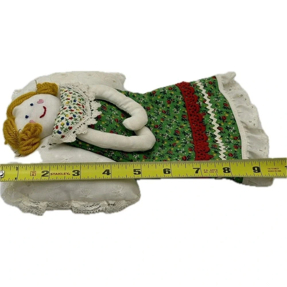 VTG Angel Cloth Christmas Tree Topper Hand Made Sewn Eyelet Lace Granny Core 10